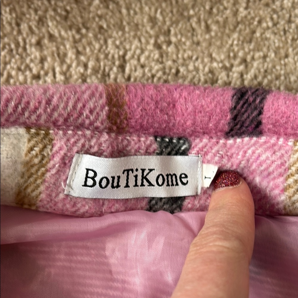 Pink Plaid Button-Up Jacket - Picture 2 of 4